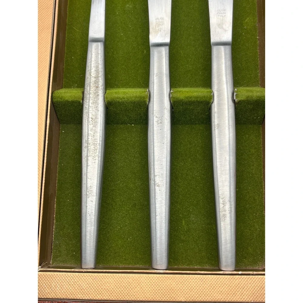 Vtg Kalmar Designs Italy Carving Knife Fork Set Stainless Steel Boxed‎ Set MCM